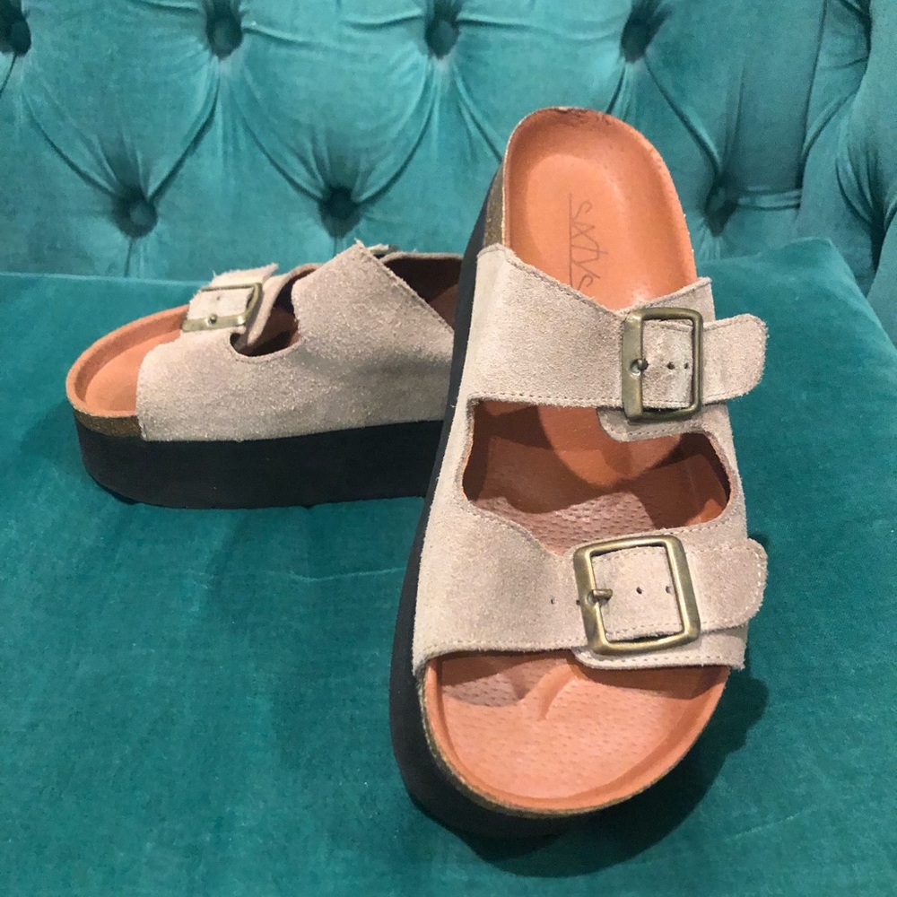 SixtySeven indigo suede flat form sandal RARE FIND!!